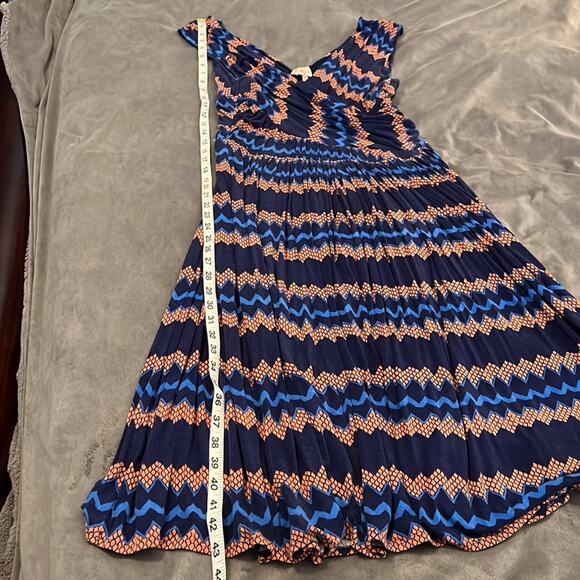 Plenty Tracy Reese Size L Print Knit Surplice Dress Woman Full Skirt Sleeveless - Picture 9 of 9